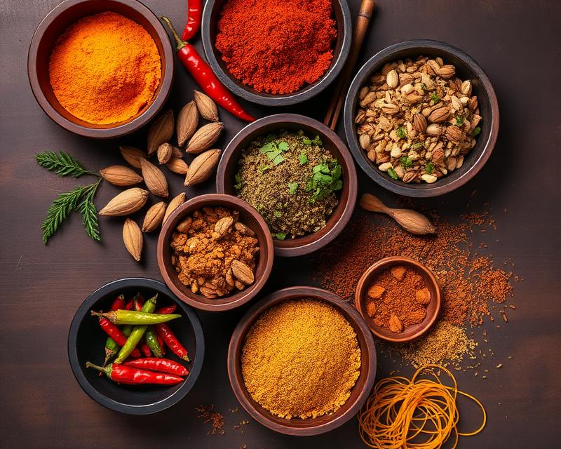 Indian spices in bowls